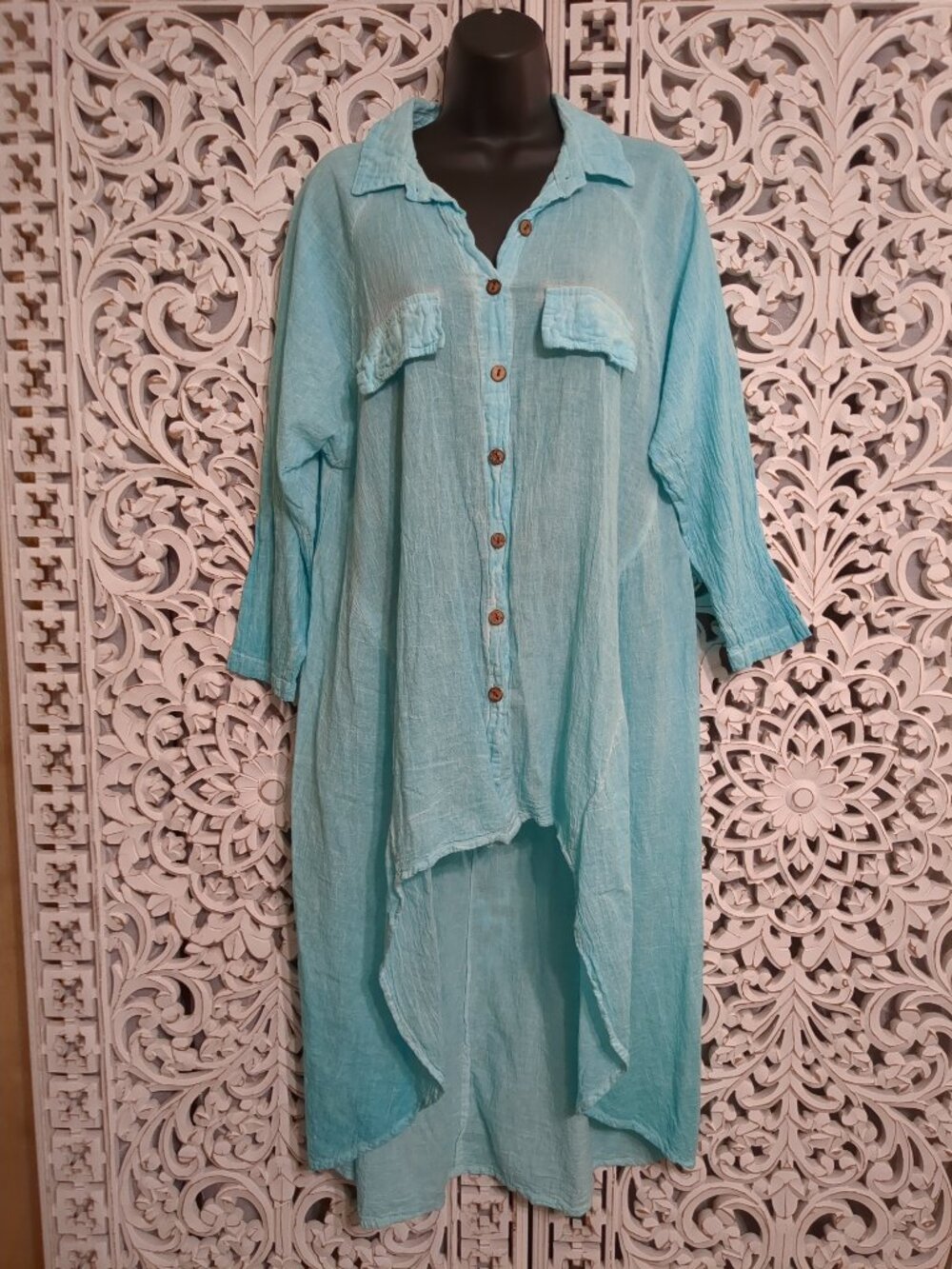 💚🏖💚 🏖💚 P2P 21.5" Roll Up Long Sleeve Green Cover Up Tunic Top